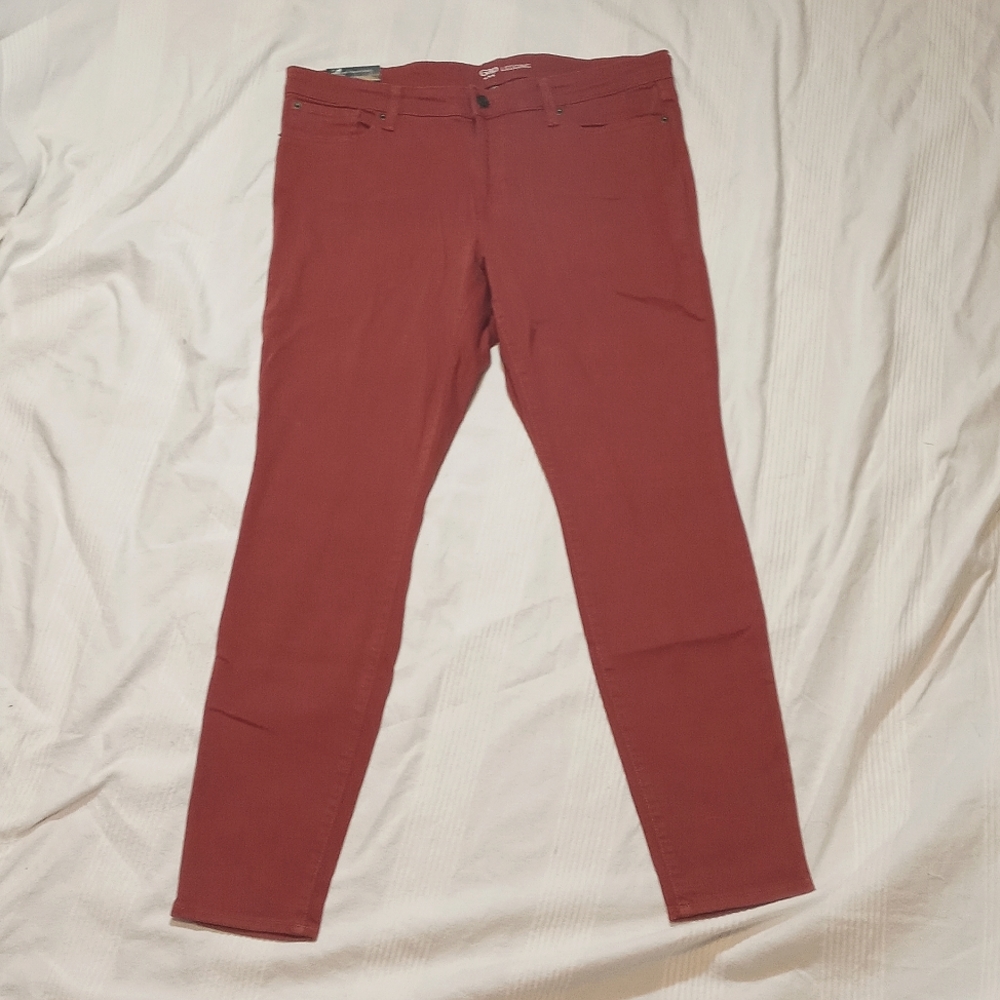 NWT 2017 GAP LEGGING JEANS WOMENS 14 R ANKLE MID RISE JEGGING PANTS BURNT RED
